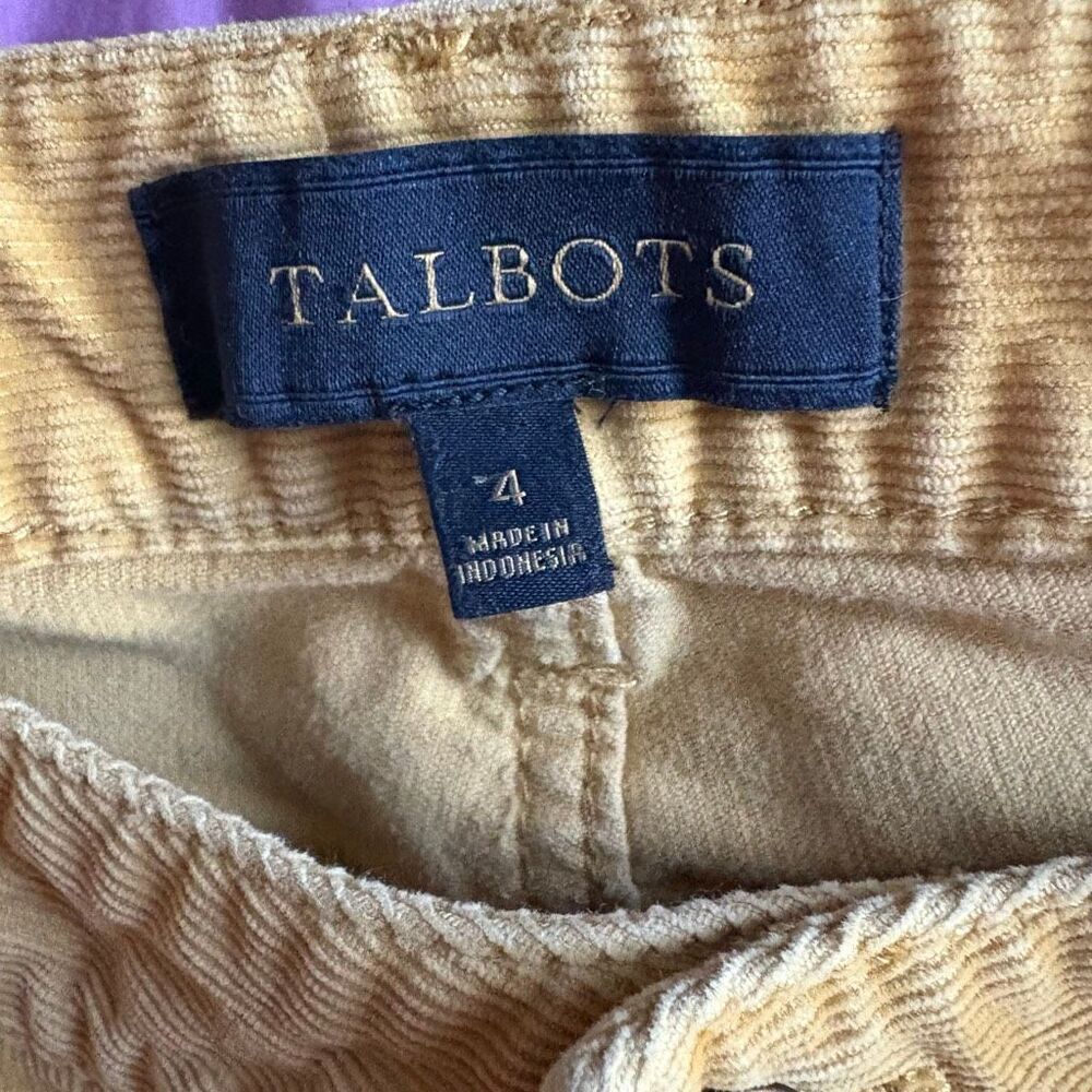 Talbots 4 Yellow Corduroy Heritage Pants Fall Luxury Boho Hippie Preppy Boardwal - Picture 3 of 9